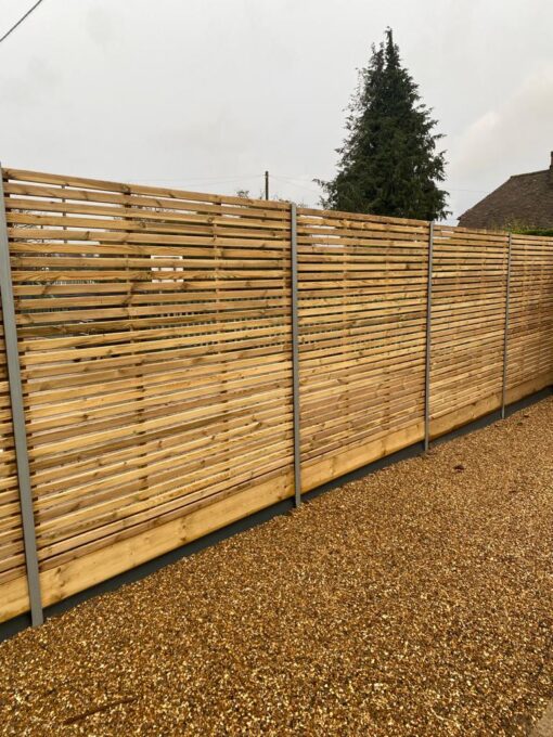 fencing with slatted panels in the backyard