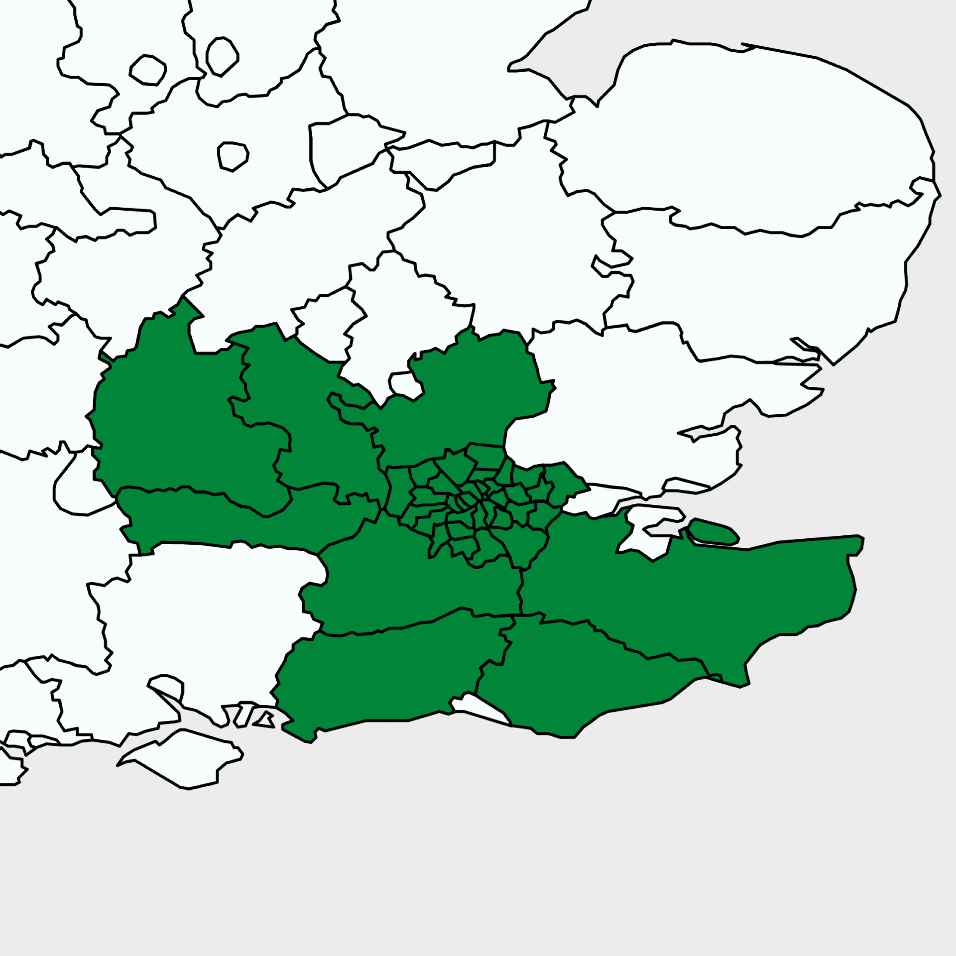 Timberstore delivery map - East Sussex, Surrey, West Sussex, West Kent, Buckinghamshire, Berkshire, Oxfordshire, Hertfordshire, Greater London