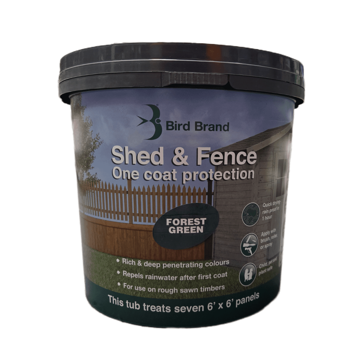 PR23_Fencing_Stain_5L_Forest_Green.png Bird Brand Shed & Fence One Coat Protection 5L - Image 1