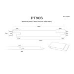 Technical specification for PT9CS timber cladding. The diagram displays an 18mm x 145mm tongue and groove profile with a 125mm vertical face cover, including detailed dimensions for installation.