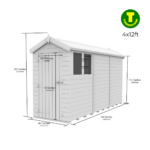 4ft Wide Apex Roof Security Shed with Single or Double Doors with Optional Windows - Image 10