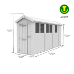 4ft Wide Apex Roof Security Shed with Single or Double Doors with Optional Windows - Image 11