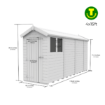 4ft Wide Apex Roof Security Shed with Single or Double Doors with Optional Windows - Image 13