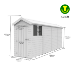 4ft Wide Apex Roof Security Shed with Single or Double Doors with Optional Windows - Image 14