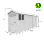 4ft Wide Apex Roof Security Shed with Single or Double Doors with Optional Windows - Image 18
