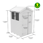 4ft Wide Apex Roof Security Shed with Single or Double Doors with Optional Windows - Image 2