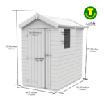 4ft Wide Apex Roof Security Shed with Single or Double Doors with Optional Windows - Image 3