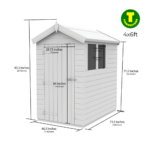 4ft Wide Apex Roof Security Shed with Single or Double Doors with Optional Windows - Image 4