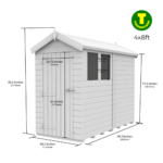 4ft Wide Apex Roof Security Shed with Single or Double Doors with Optional Windows - Image 6