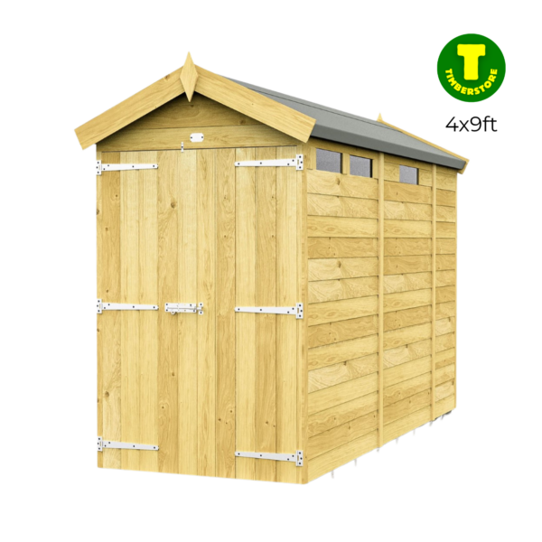 4ft Wide Apex Roof Security Shed with Single or Double Doors with Optional Windows