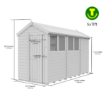 5ft wide Apex Roof Security Shed with Optional Windows - Image 9