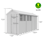 5ft wide Apex Roof Security Shed with Optional Windows - Image 11