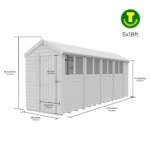 5ft wide Apex Roof Security Shed with Optional Windows - Image 16