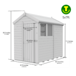 5ft wide Apex Roof Security Shed with Optional Windows - Image 5