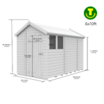 6ft Wide Apex Roof Security Shed with Single or Double Doors with Optional Windows - Image 8