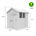 6ft Wide Apex Roof Security Shed with Single or Double Doors with Optional Windows - Image 4