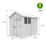 6ft Wide Apex Roof Security Shed with Single or Double Doors with Optional Windows - Image 6