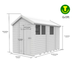 6ft Wide Apex Roof Security Shed with Single or Double Doors with Optional Windows - Image 7