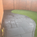 Black limestone patio slabs