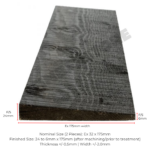Q-Clad painted black featheredge cladding close-up showing profile and finish - including exact measurments and watermark Timberstore