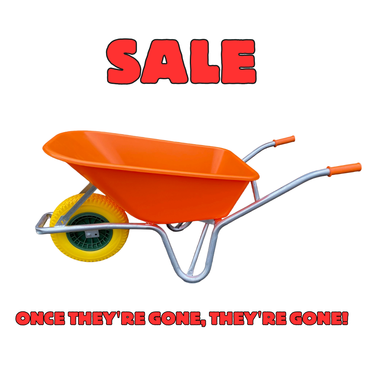 TL35 WHEELBARROW 100 Litre Heavy Duty Orange Wheelbarrow with Flatproof Wheel - Image 1